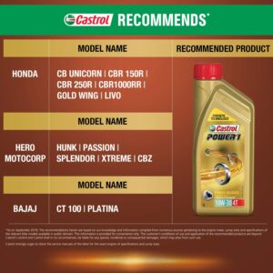 Castrol 3420500 Power1 4T 10W-30 API SL Synthetic Engine Oil for Bikes (1L)