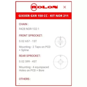 Chain Sprocket Kit For Suzuki Gixxer 150/SF (Rolon)